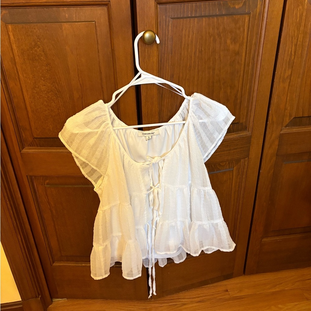 Francesca’s Semi-Sheer White Women's Top